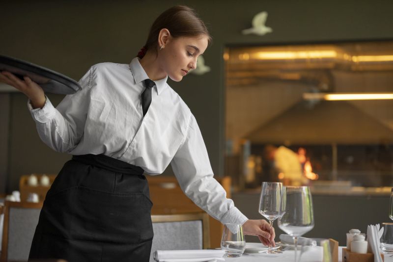 jedlo medium shot woman working luxury restaurant