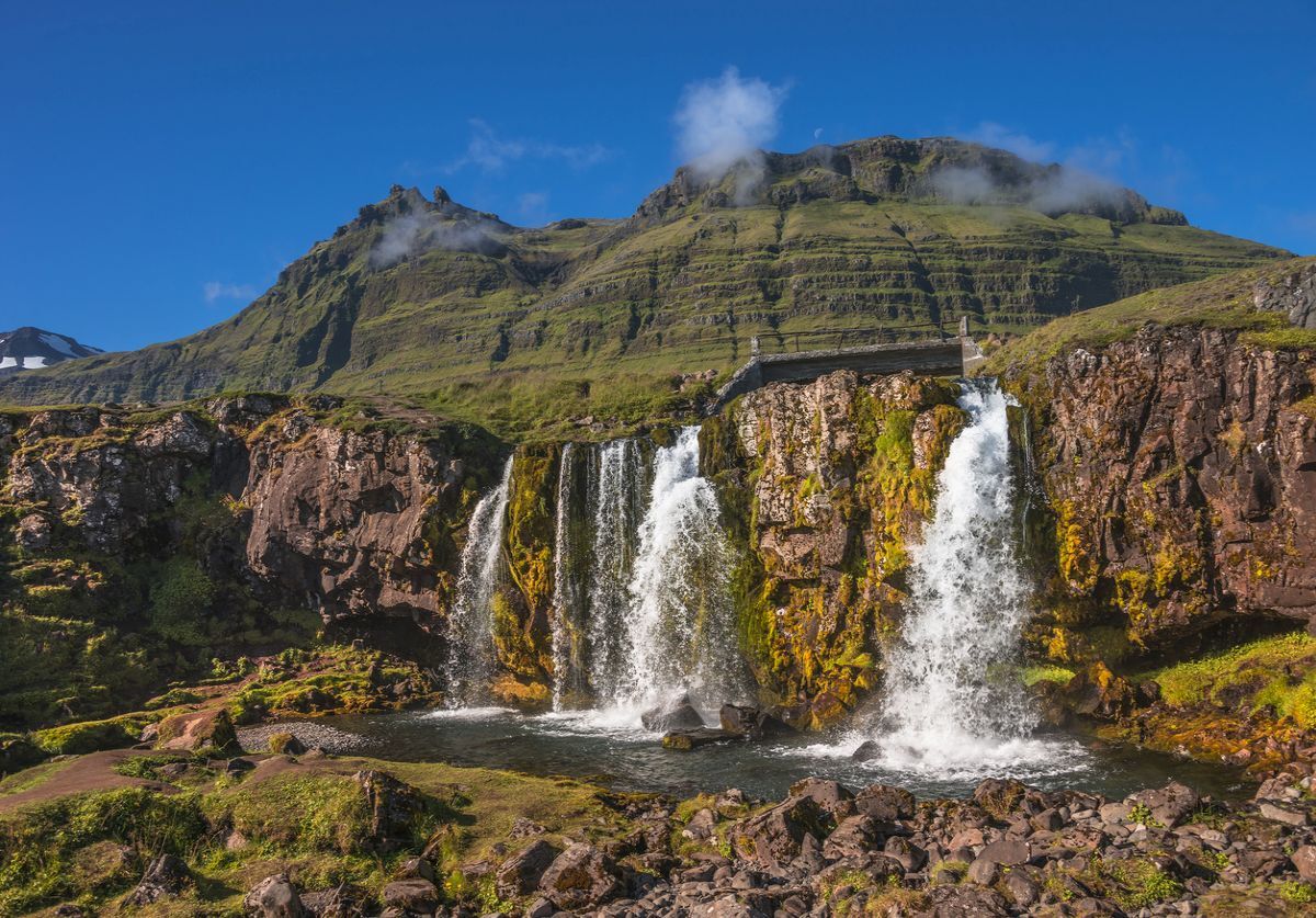 Wonderful waterfall Kirkjufellsfoss in Iceland, Autumn colors, 2016